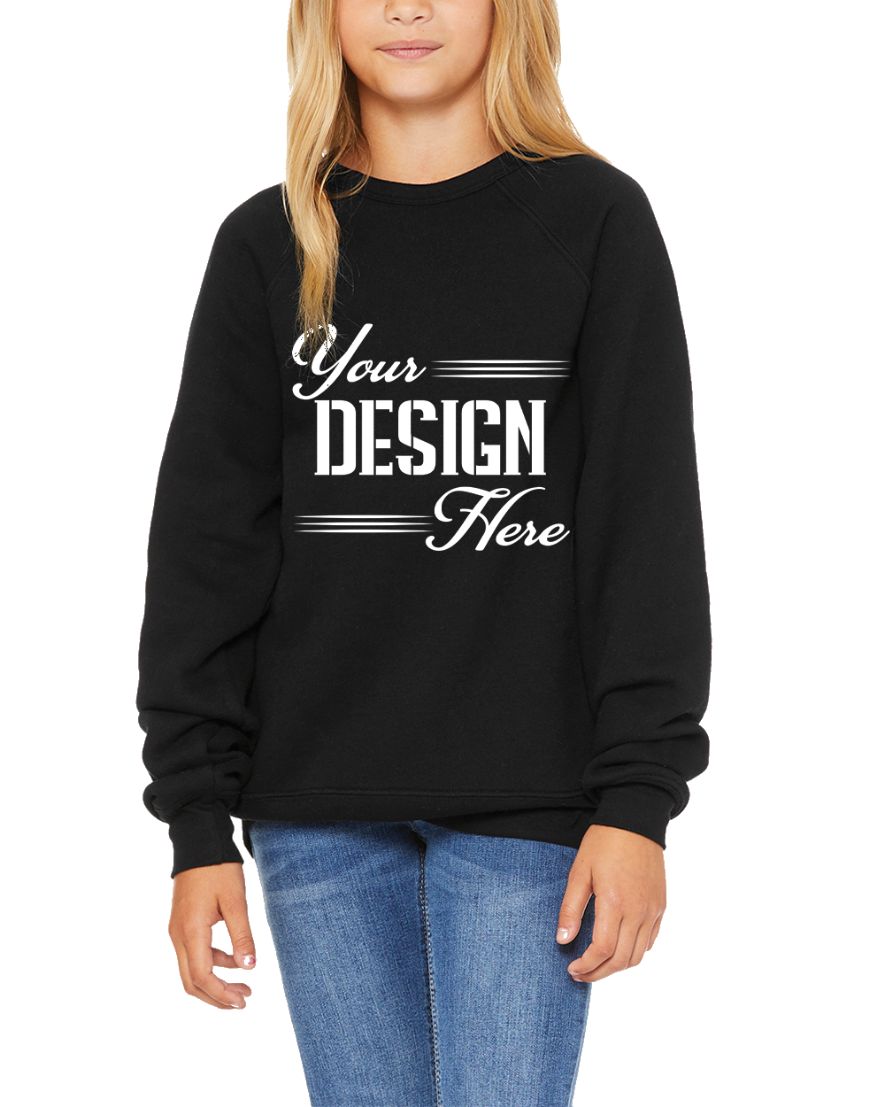 3901Y BELLA+CANVAS Youth Sponge Fleece Raglan Sweatshirt